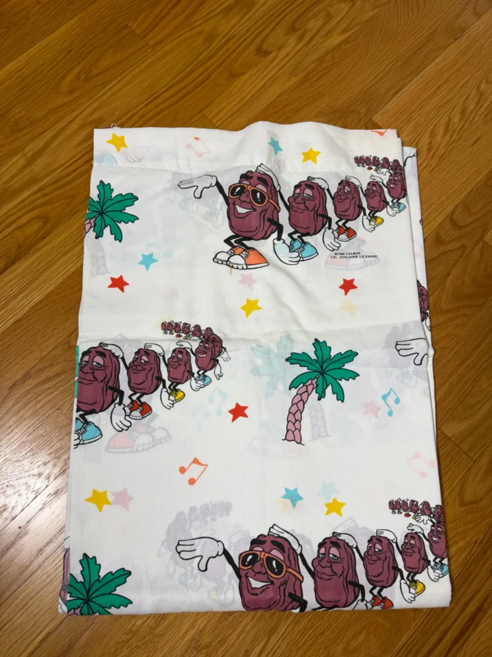 Vintage California Raisins 1988 Twin Sheet Set Flat Fitted Pillowcase